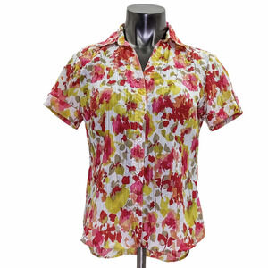 LEMON Grass Floral Button Down Shirt Size PM